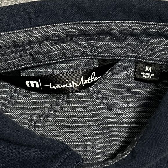TRAVIS MATTHEW Pima Cotton Polo Shirt Men’s Medium Blue Stripe Performance Golf - Picture 3 of 15